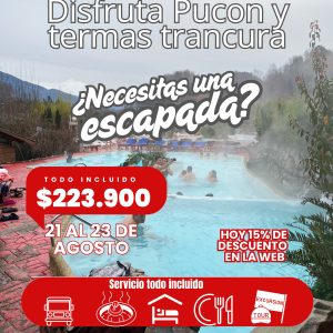 Viaje Grupal Agosto Termas Trancura y Tour por la zona
